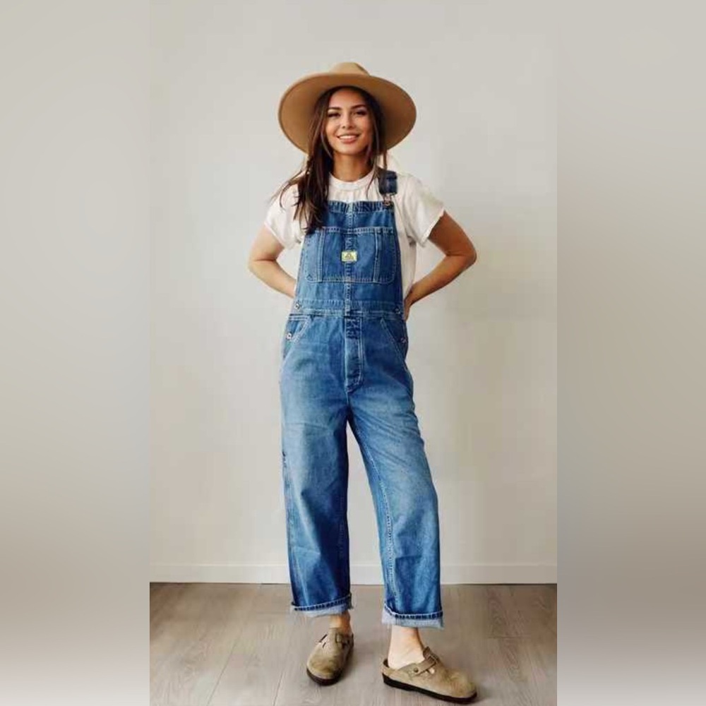 Blue Denim Overalls by Madepants.  Size L.
